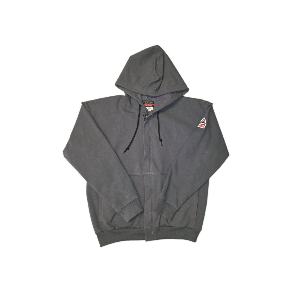 Bulwark Flame Resistant Fleece Full Zip Charcoal Gray Size L Hooded Sweatshirt